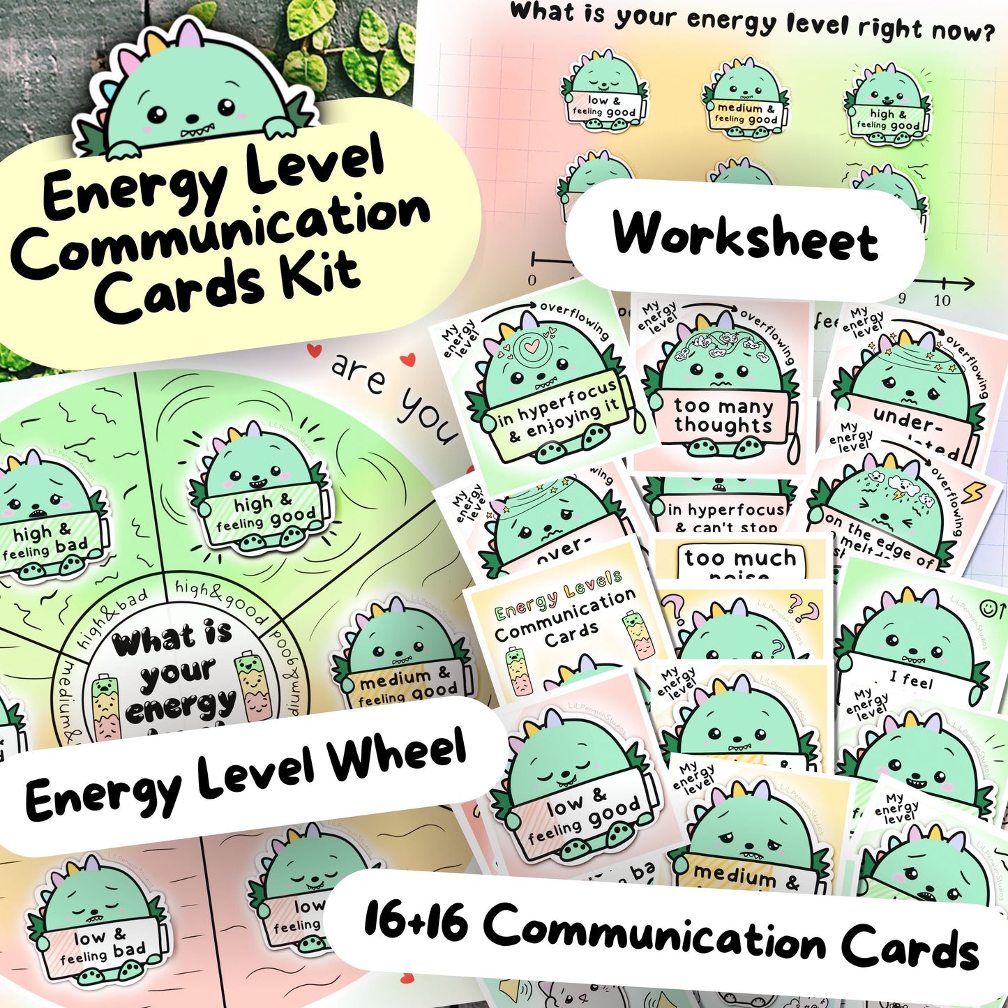 Dinosaur Feelings & Energy Levels Bundle (Digital) - PRIVATE PRACTICE USE