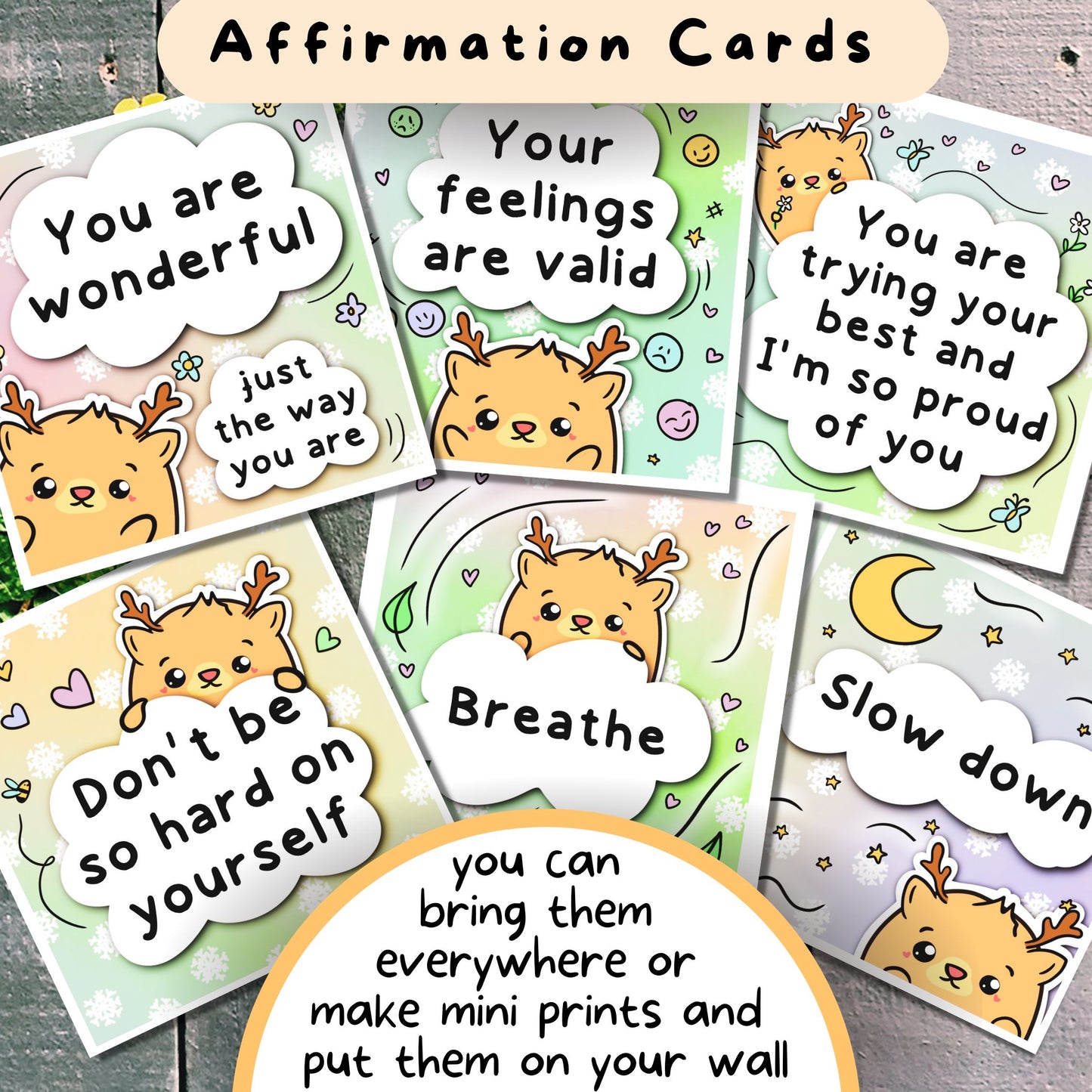 Reindeer Communication Cards and Affirmations, Christmas Autism Gift, Sensory Overload AAC, Nonverbal Autistic Adult Aid, Selective Mutism