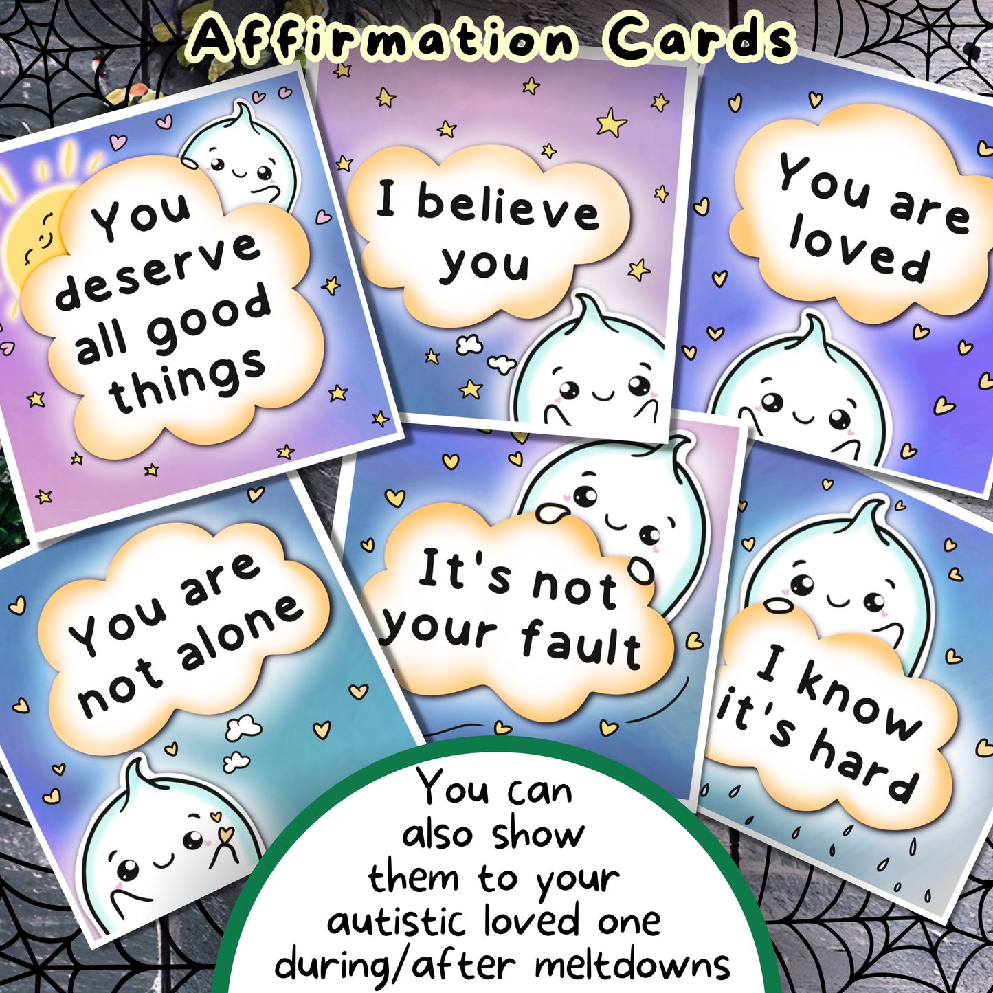 Ghost Communication Cards, Halloween PDF Autistic Affirmations, Non Speaking Adult Kit, Anxiety ADHD Autism Download, Selective Mutism Print