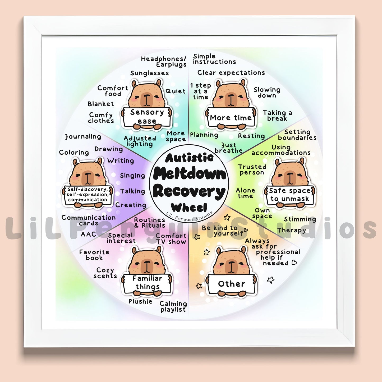 Capybara Autism Calming Kit, Autistic Meltdown Prevention, Burnout Recovery, Anxiety Relief Cards, ADHD Printable, Therapist Print, ASD PDF