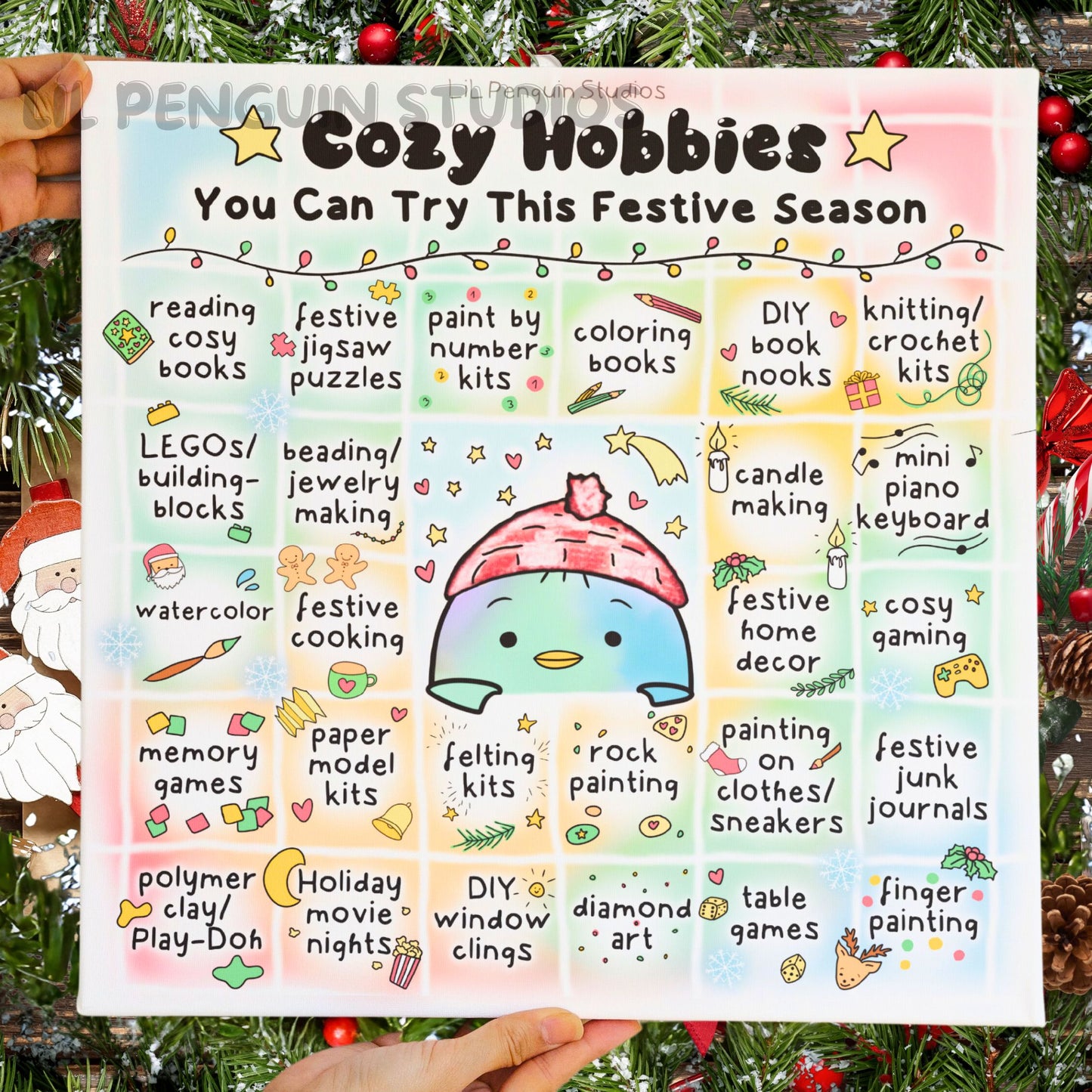 'Cozy Hobbies for the Holidays' Printable Poster