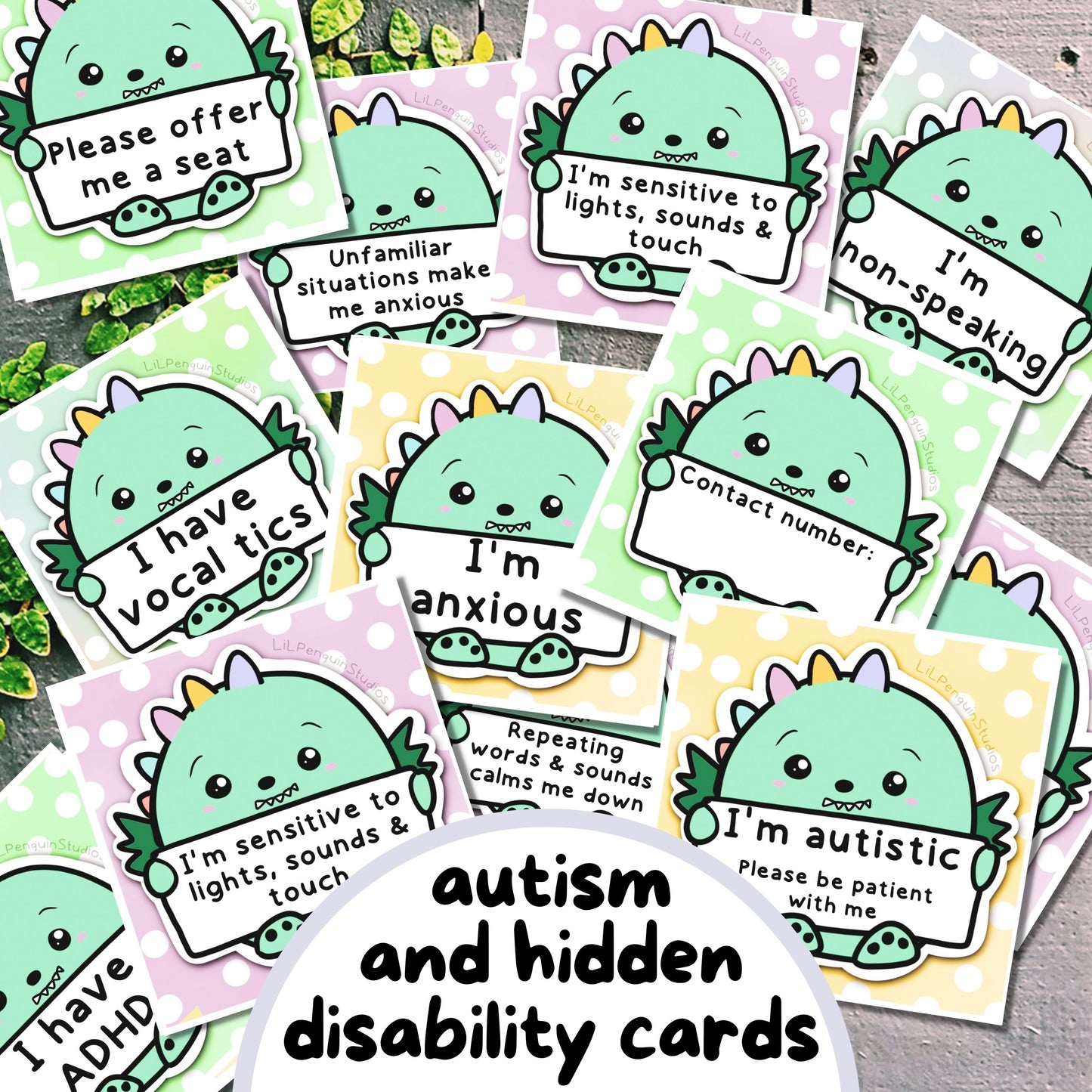 Hidden Disability Cards for your sunflower lanyard (neurodiversity, autism, ADHD, anxiety, Tourette)