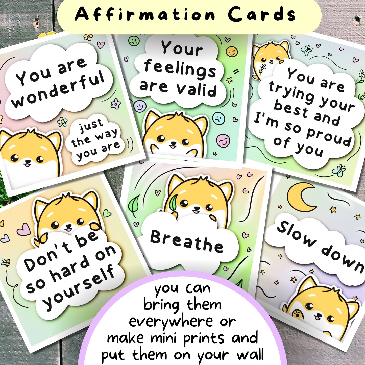 Communication Cards & Affirmation Cards (Digital) ft. Kifli, the Dog - Personal Use, by lil penguin studios
