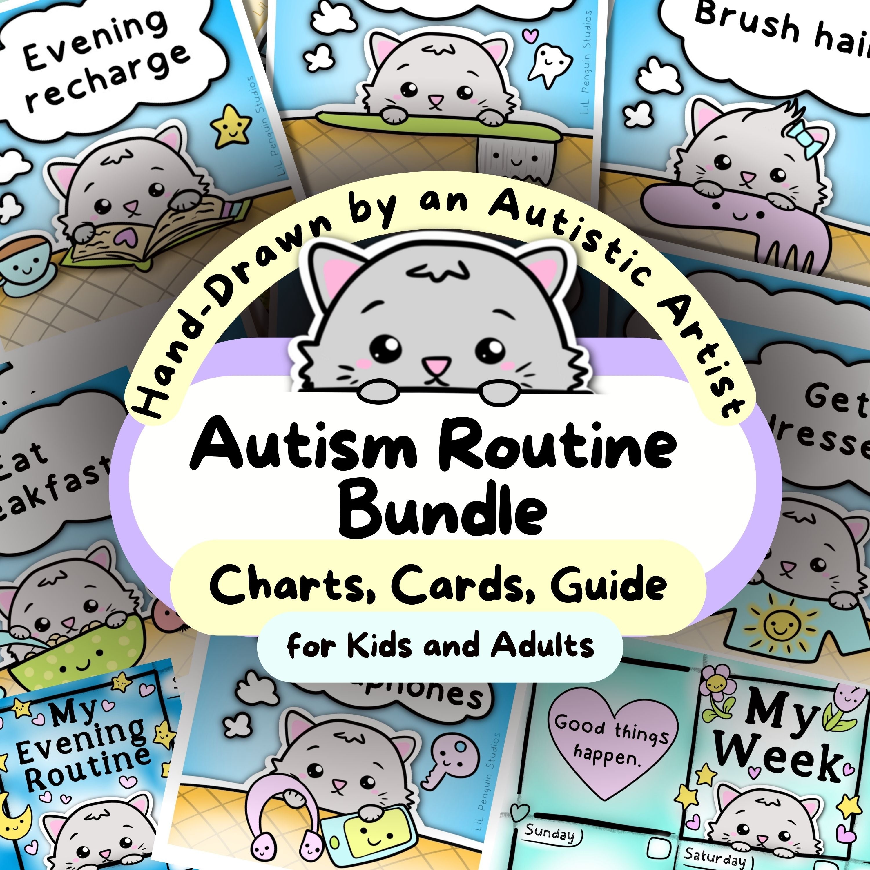 Autism Routine Charts, Cards, & Zine | LiL Penguin Studios