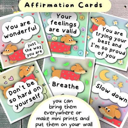 Dachshund Communication Cards and Affirmations Bundle (Autism, ADHD, Anxiety, Hidden Disabilities)