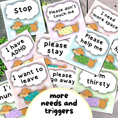 Dachshund Communication Cards and Affirmations Bundle (Autism, ADHD, Anxiety, Hidden Disabilities)