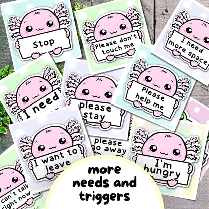 Axolotl Communication Cards and Affirmations Bundle (Autism, ADHD, Anxiety, Hidden Disabilities)