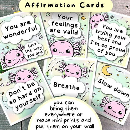Axolotl Communication Cards and Affirmations Bundle (Autism, ADHD, Anxiety, Hidden Disabilities)