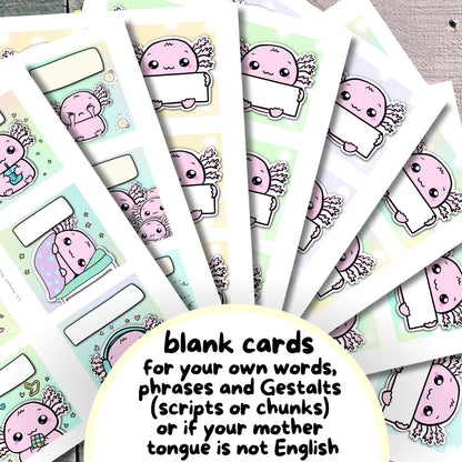 Axolotl Communication Cards and Affirmations Bundle (Autism, ADHD, Anxiety, Hidden Disabilities)