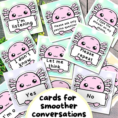 Axolotl Communication Cards and Affirmations Bundle (Autism, ADHD, Anxiety, Hidden Disabilities)