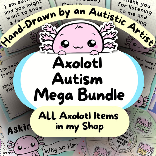 Axolotl Autism Mega Bundle (Communication Cards, Self-Advocacy, Affirmations, Energy Level Kit)