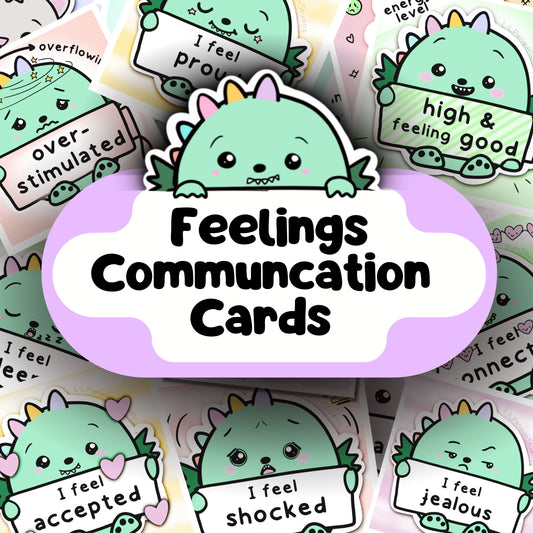 Dino Feelings Communication Cards, Emotions Wheel and Worksheet