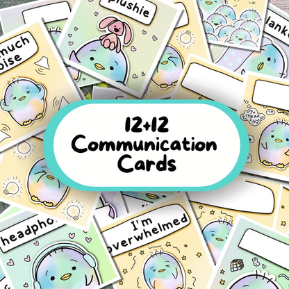 Hand-Drawn Penguin-Themed Communication Cards (Shutdown and Meltdown Triggers and Needs)