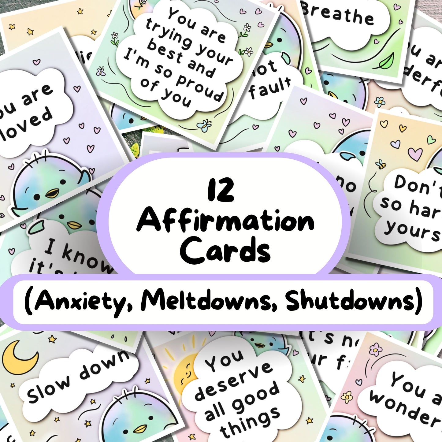 Affirmation Cards (Anxiety, Meltdowns, Shutdowns) (Digital) - Personal Use
