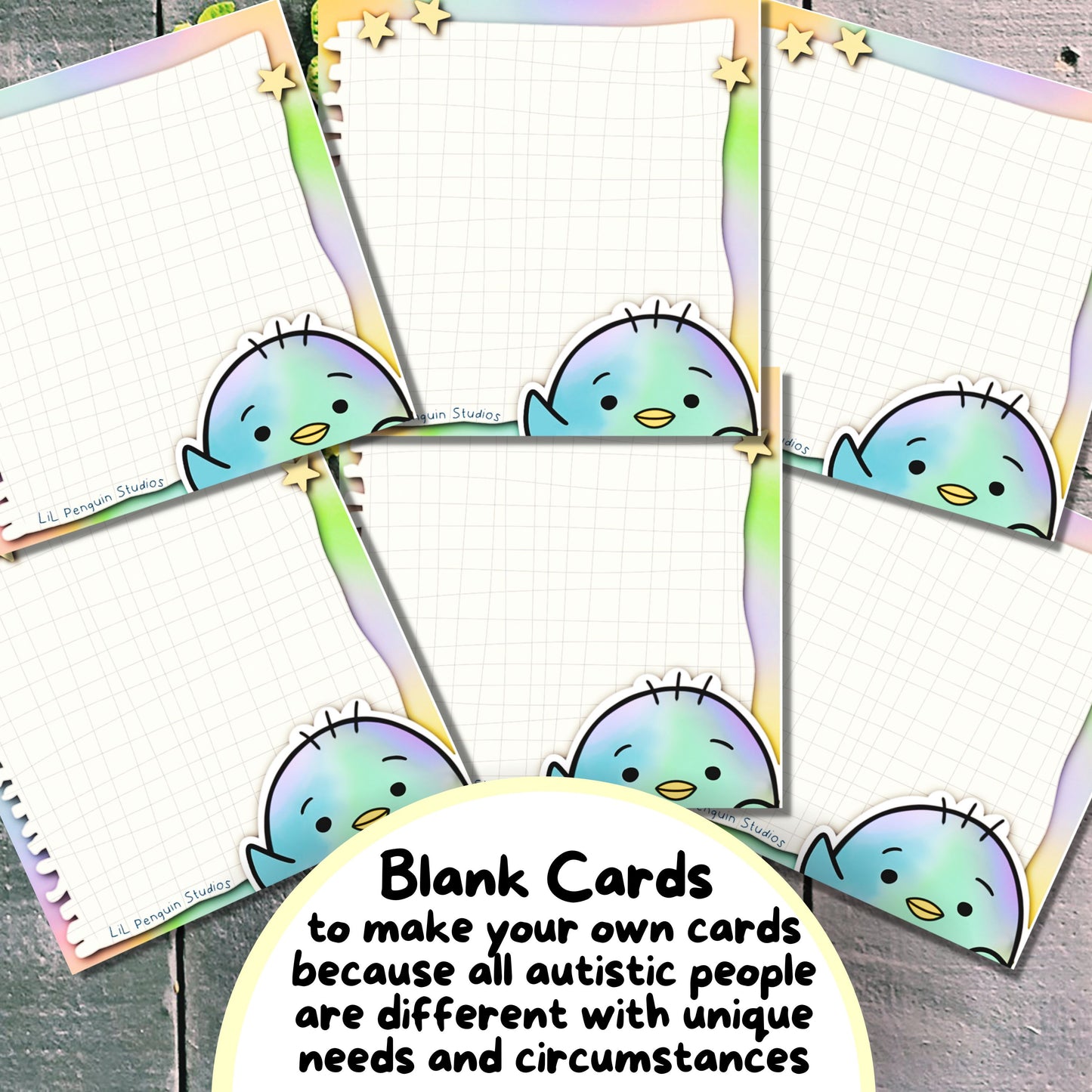 Communication Cards with Explanations . blank cards are also included: to make your own cards because all autistic people are different with unique needs and circumstances - Autism Self-Advocacy Card Pack (School, Work, Friends, Family) written and hand-drawn by an autistic artist (LiL Penguin Studios( 