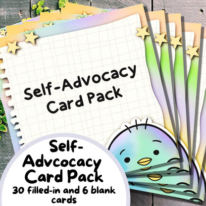 Communication Cards with Explanations - Neurodivergent Self-Advocacy Card Pack (School, Work, Friends, Family) hand-drawn by an autistic artist (LiL Penguin Studios( 