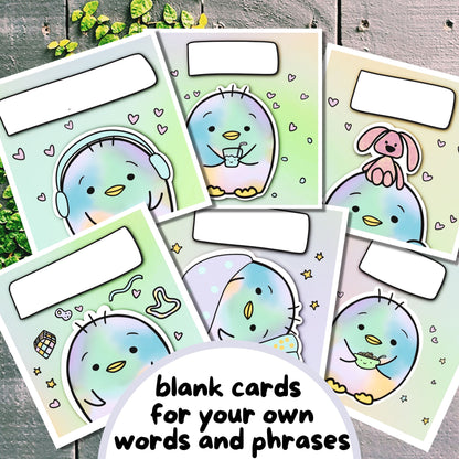 Hand-Drawn Penguin-Themed Communication Cards (Shutdown and Meltdown Triggers and Needs)