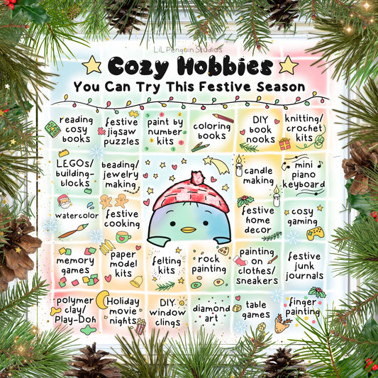 'Cozy Hobbies for the Holidays' Printable Poster - Personal Use