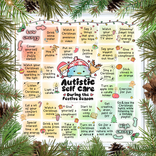 'Autistic Self-Care for the Holidays' Printable Poster - Personal Use