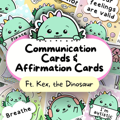 Communication Cards & Affirmation Cards (Digital) ft. Kex, the Dinosaur - Private Practice Use