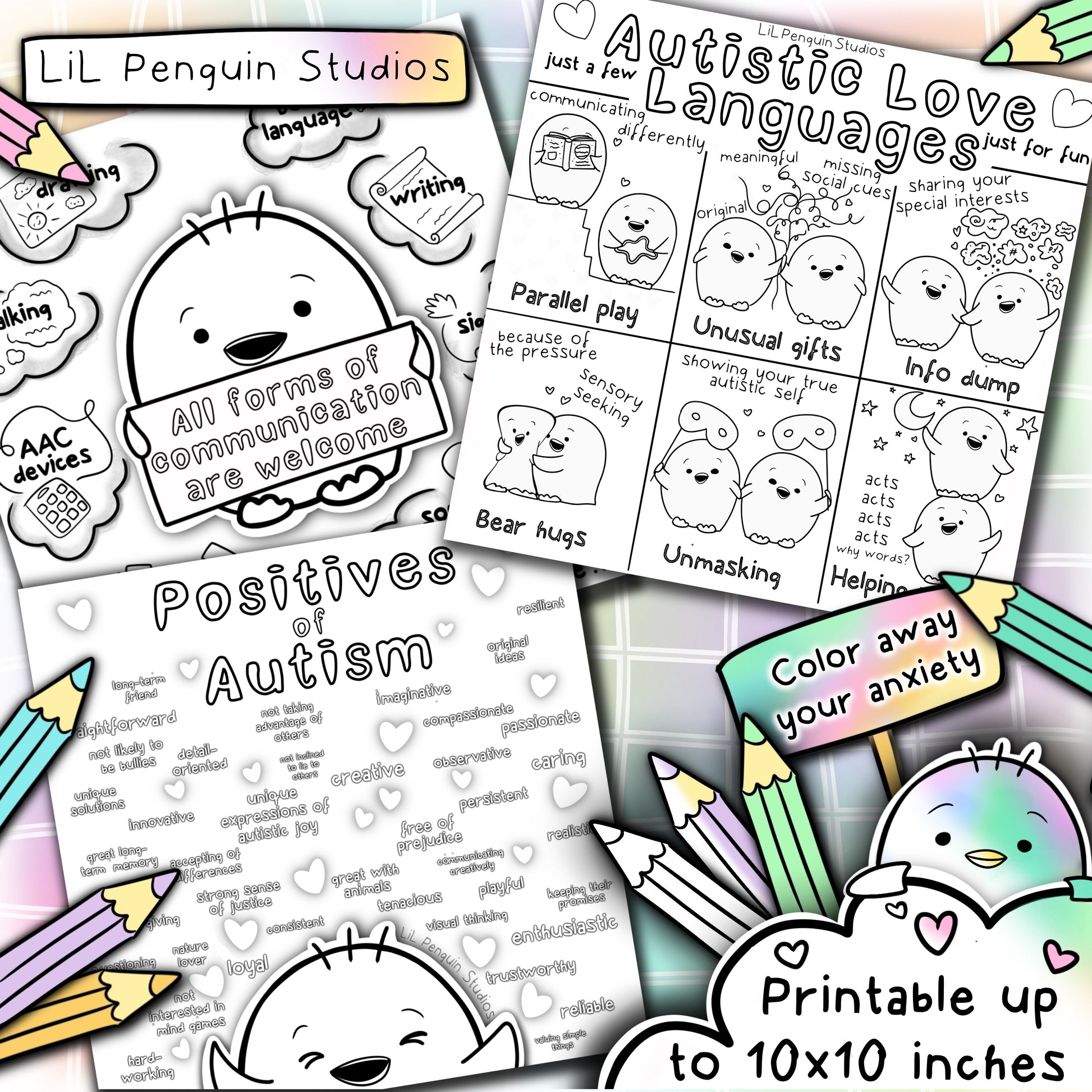 Autism Printable Coloring Book. (20 Colouring Pages - printable up to 10x10 inches)