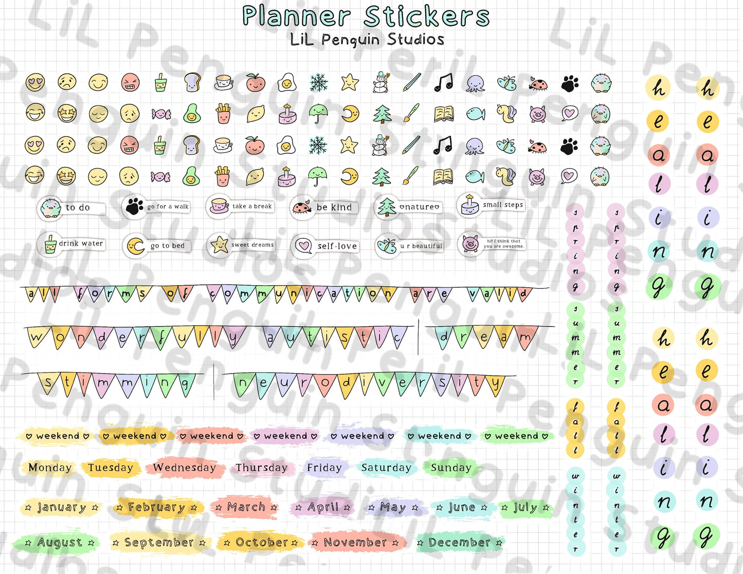 Printable Autism Stickers for planners and journals.