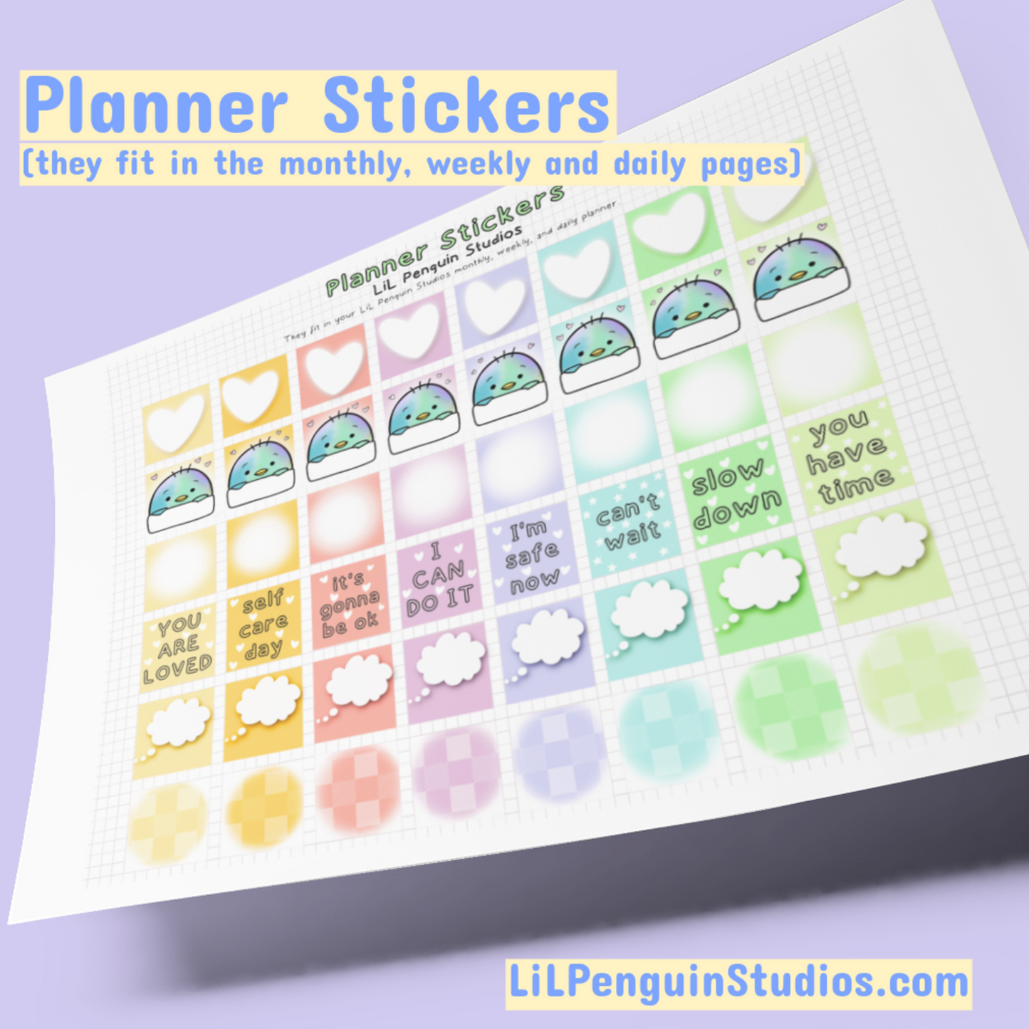 autism planner stickers. Written and hand-drawn by an autistic artist (LiL Penguin Studios (autism_happy_plance on Instagram)