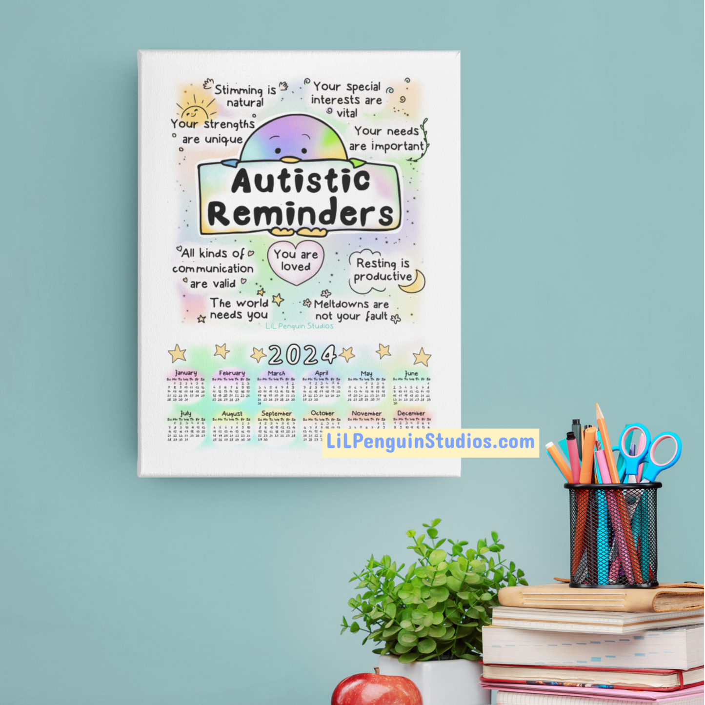 2023+2024 'Autistic Reminders' Calendar (Digital)