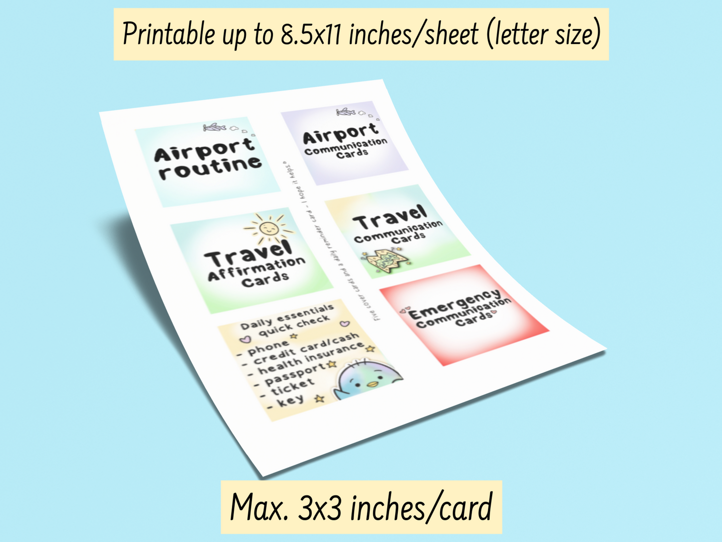 Autism Travel Cards: Communication Cards, Affirmations, Airport Routine Cards