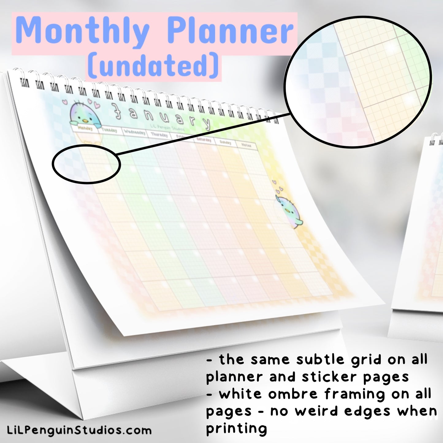 Printable Monthly Planner. Written and hand-drawn by an autistic artist (LiL Penguin Studios (autism_happy_plance on Instagram)