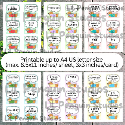 Dachshund Communication Cards and Affirmations Bundle (Autism, ADHD, Anxiety, Hidden Disabilities)