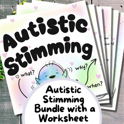 Autistic Stimming Bundle with a Blank Worksheet hand drawn by an autistic artist (LiL Penguin Studios)