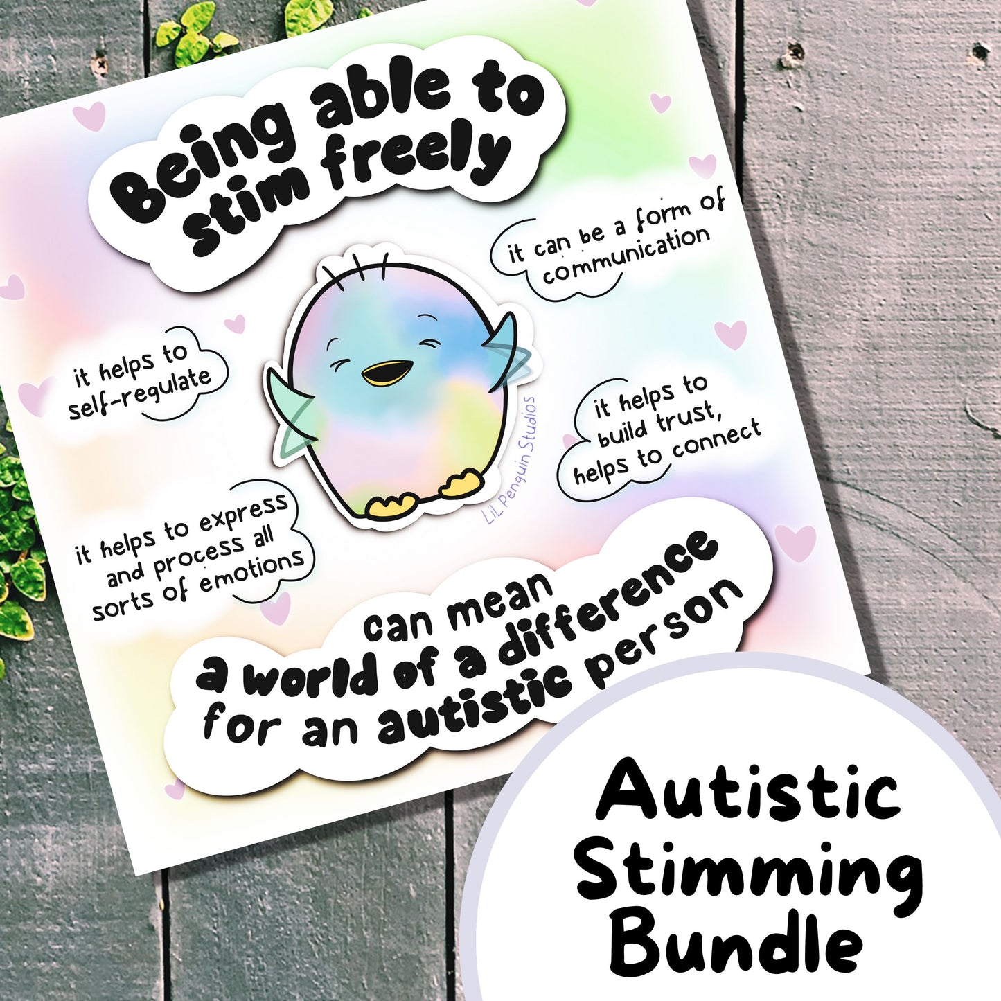 Autistic Stimming Bundle hand drawn by an autistic artist (LiL Penguin Studios)