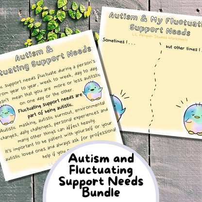 Autism and Fluctuating Support Needs Bundle with a Worksheet - Personal Use