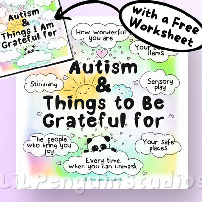 Autistic & Grateful Printable Poster & Worksheet - Personal Use (DIGITAL Downloads)