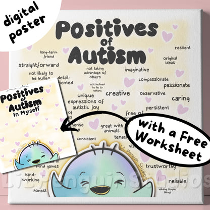 Positives of Autism Art Print and Worksheet