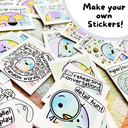 Make your own stickers, 35 pieces on one sheet.