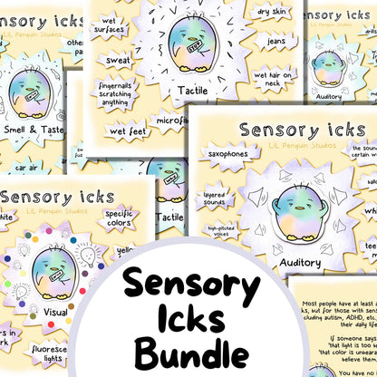 'Sensory Icks' Printable Bundle with Worksheets - Private Practice Use