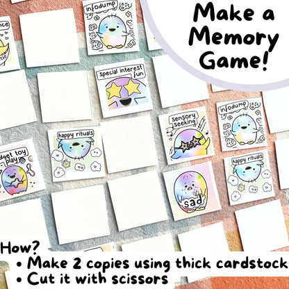 3. Make 2 copies (using art paper or thick cardstock) and make your own Autism MEMORY GAME.