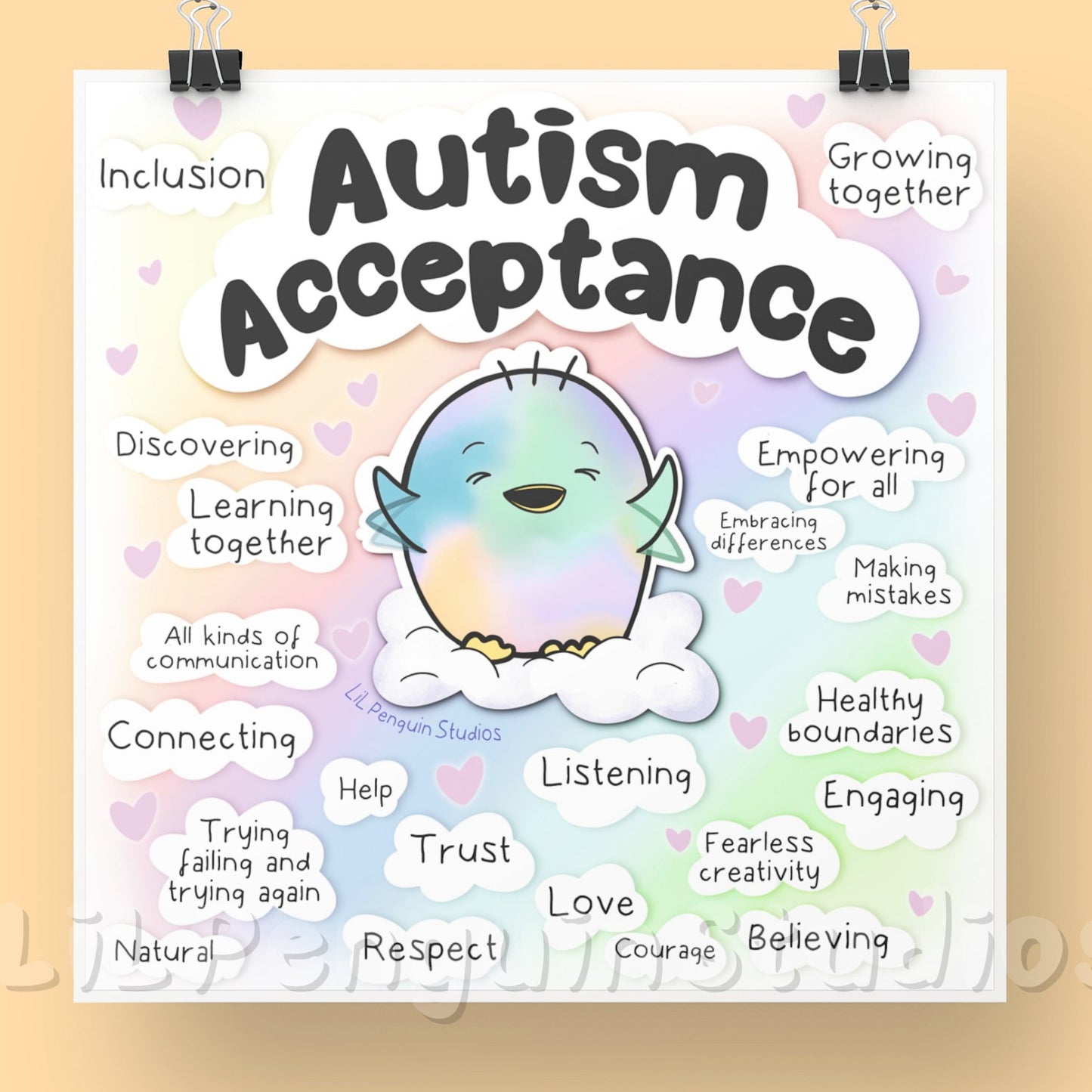 Autism Acceptance Poster (digital art print hand drawn by an autistic artist)