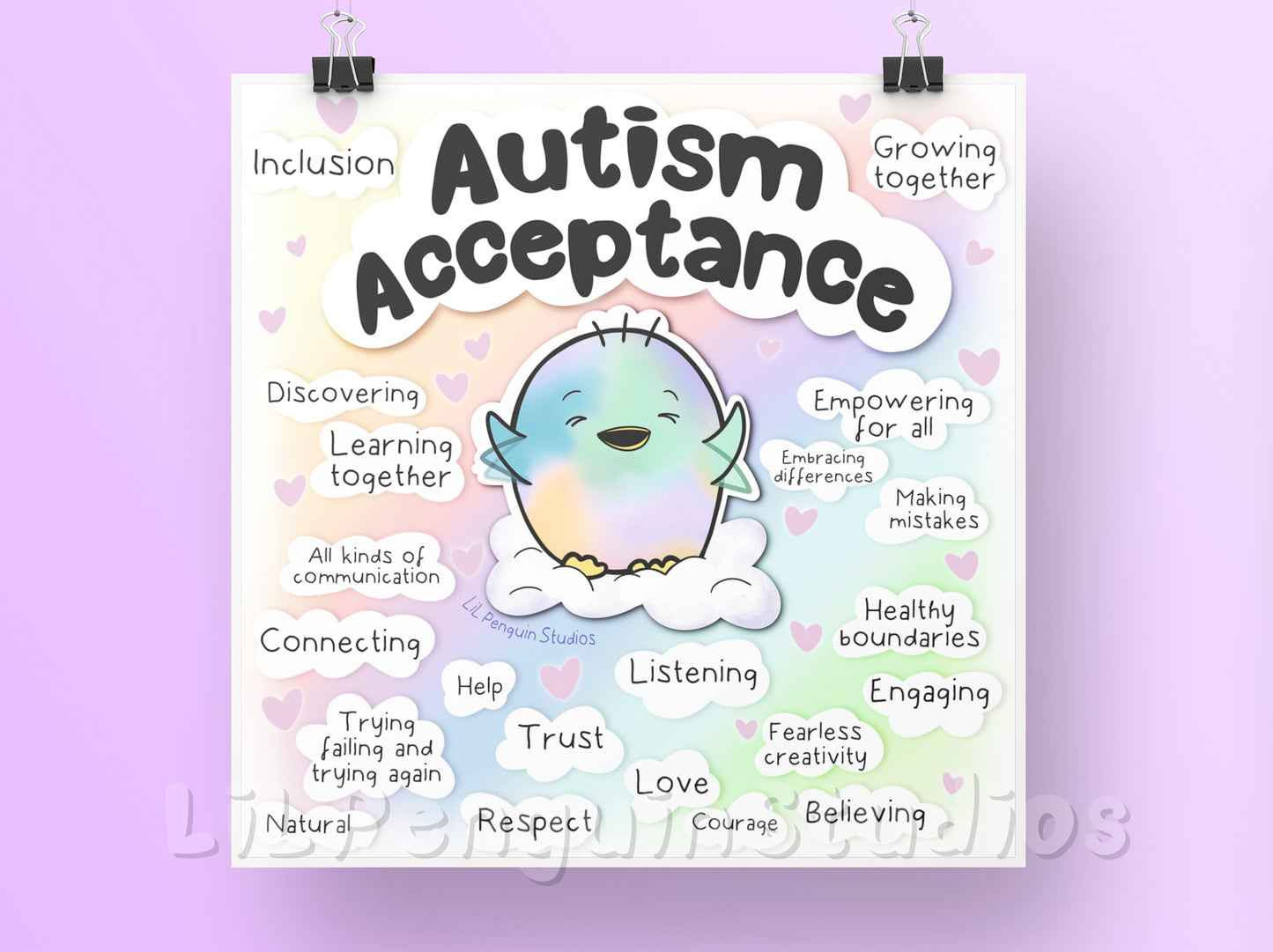 Autism Acceptance Poster (digital art print hand drawn by an autistic artist)