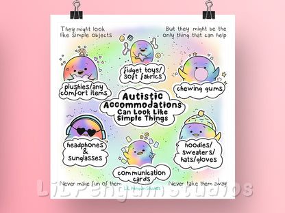 'Autistic Accommodations' DIGITAL Printable Poster- Personal Use