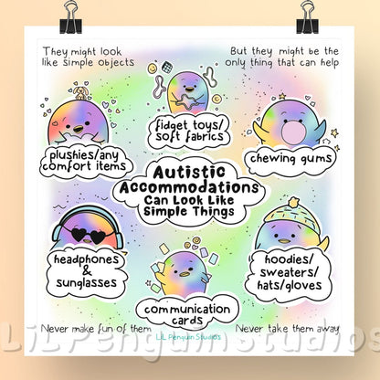 Autistic Accommodations DIGITAL Printable Poster - Private Practice Use