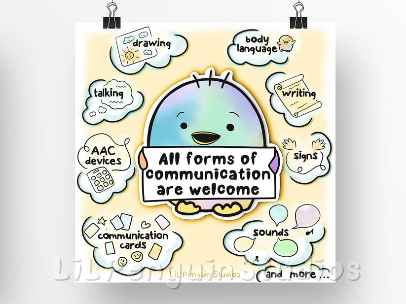 'All forms of communication are welcome' Printable Poster – LiL Penguin ...