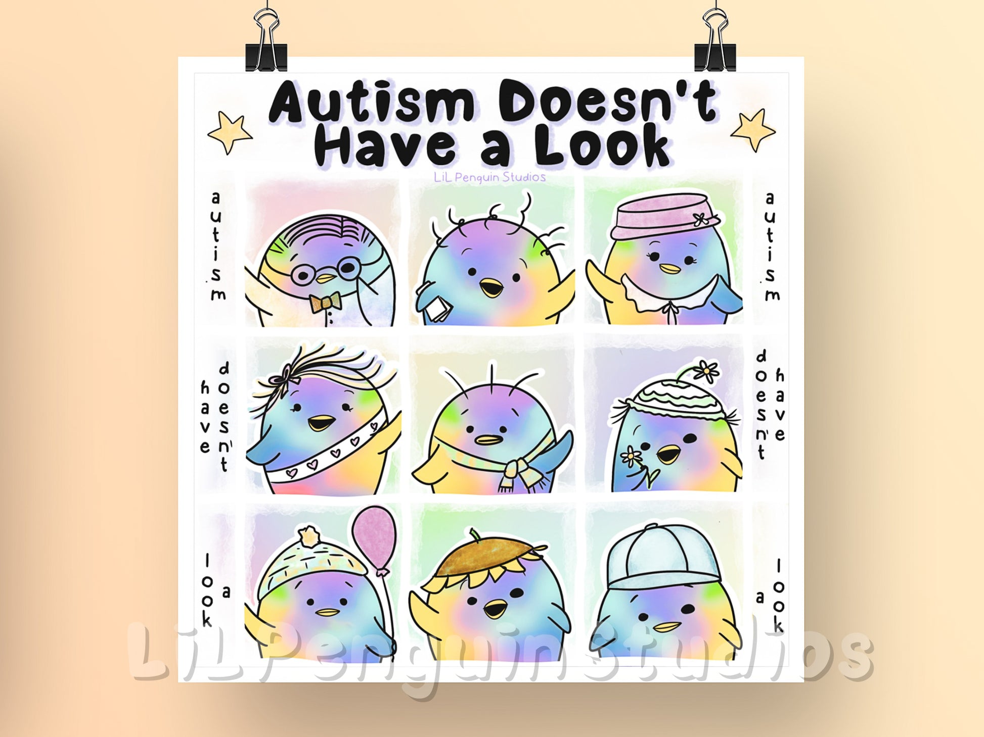 Autism Doesn't Have a Look digital art print poster included in the Autistic Affirmations and Reminders' Printable Poster Set.