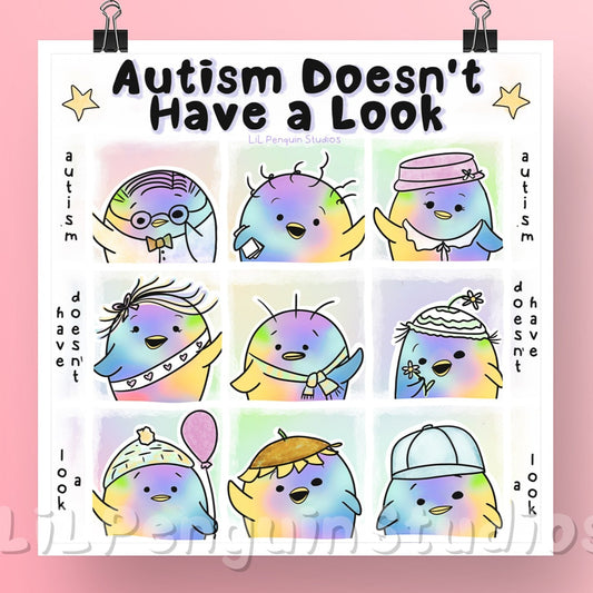 'Autism Doesn't Have a Look' DIGITAL Printable Poster- Personal Use