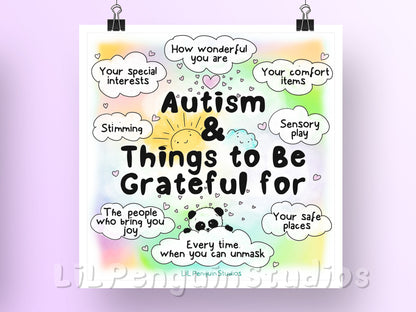 Autistic & Grateful Printable Poster & Worksheet - Personal Use (DIGITAL Downloads)