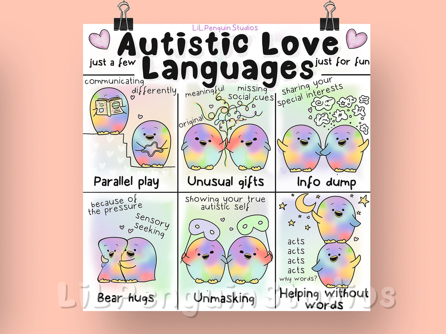 Autistic Love Languages DIGITAL Printable Poster - Private Practice Use