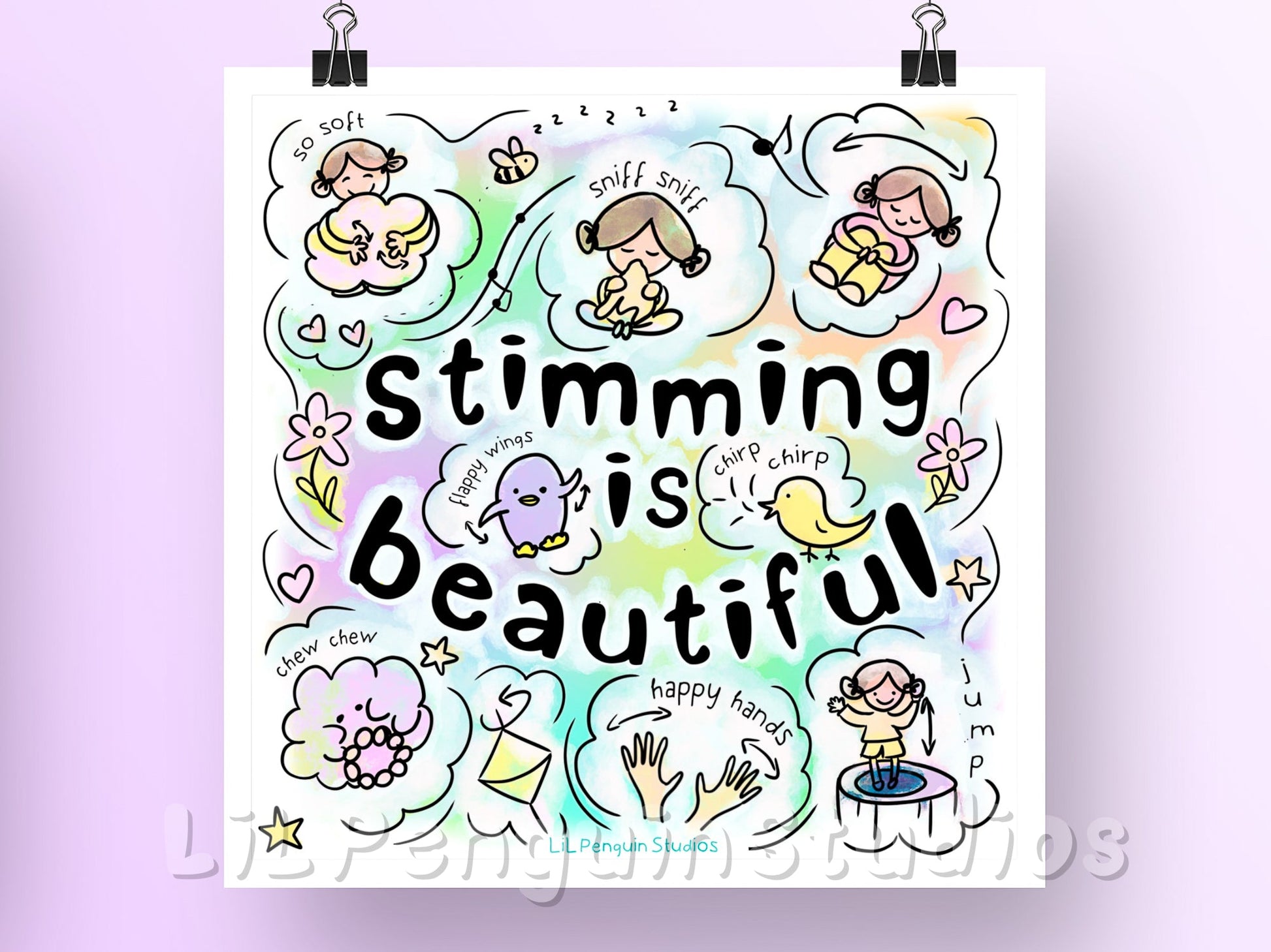 Stimming is beautiful PDF/JPEG print included in the Autistic Affirmations and Reminders' Printable Poster Set.