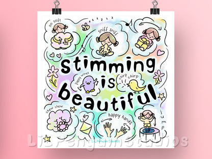 Stimming Is Beautiful Digital Printable Neurodiversity Poster 